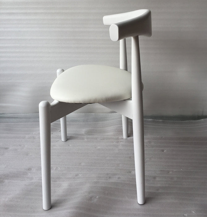 Hannah Chair - Round Seat - White & White Leather-3