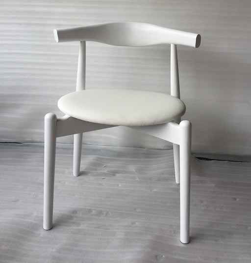 Hannah Chair - Round Seat - White & White Leather-1