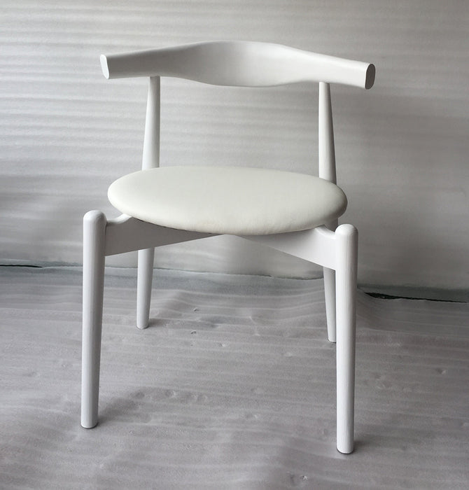 Hannah Chair - Round Seat - White & White Leather-1