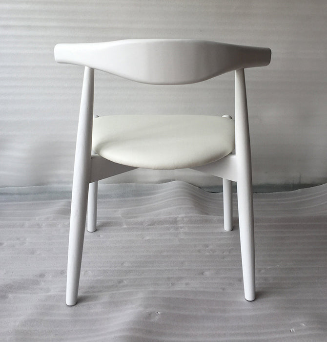 Hannah Chair - Round Seat - White & White Leather-4