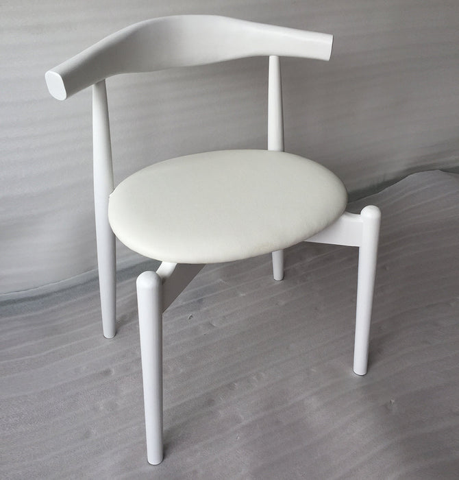 Hannah Chair - Round Seat - White & White Leather-0